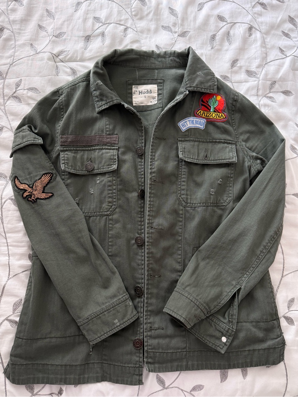 Mudd Olive Utility Shirt Jacket with Branded Label